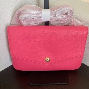 NWT Talbots Leather Bubble Gum Pink Crossbody Bag.